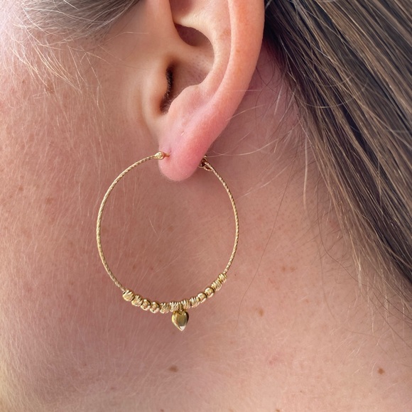 18K pure Italian Gold Hoops - Picture 2 of 4